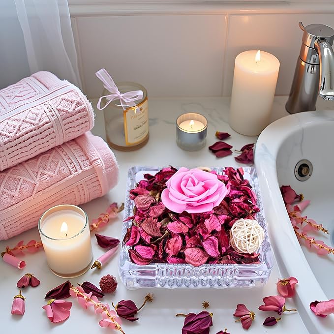 Potpourri Bowl Fillers - Rose Scented Vase Fillers Fragrance | Pink Home Decor | Fragrance for Bathroom Living Room Bedroom | Air Freshener, Gifts (Pink Rose)