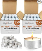 Tea Light Candles in Metal Cups - 4.5 Hours Clean, Long Burning White Unscented Tea Candles - 500 Candles - Votive Bulk for Romantic Dinner, Wedding, Spa & Hotels by PARNOO