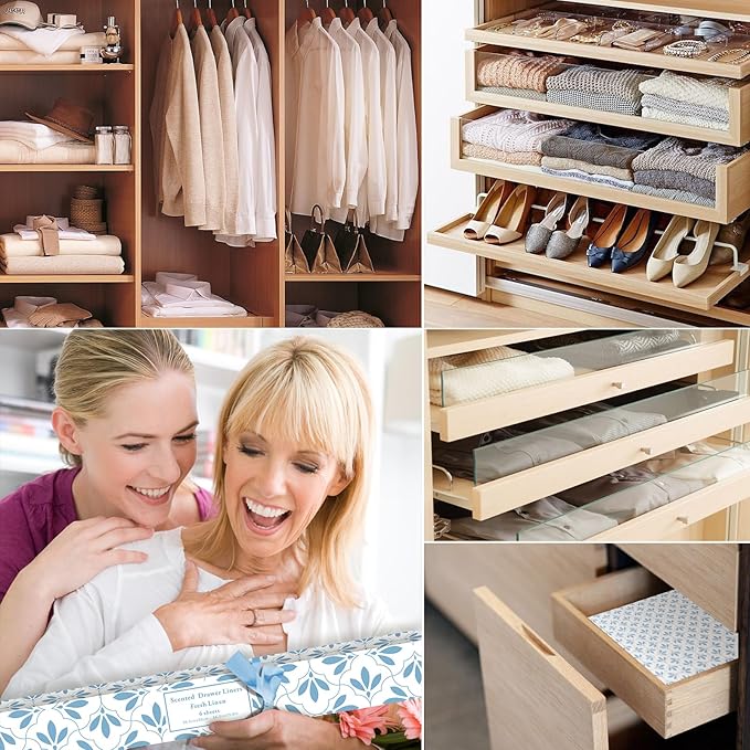 SCENTORINI Linen Scented Drawer Liners, 6 Sheets Fragrant Paper Liners Non-Adhesive Paper Sheets for Home Closet, Dresser Drawers, for Home Fragrance