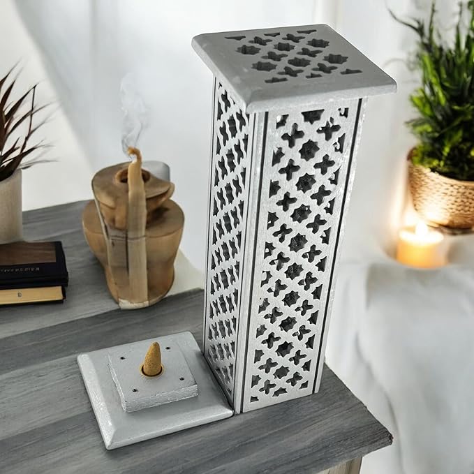 S.B ARTS Incense Holder for Sticks, Insence Stick Holder Ash Catcher for Table Decorations and Gifting - Wooden Incense Tray for Sticks - Home Decor Gifts (Cone)