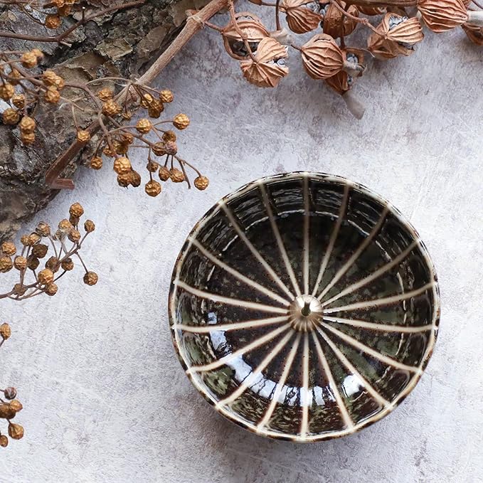 Asayu Japan Lotus Incense Holder for Sticks 4.1 inch (105mm), Traditional Made in Japan Ceramic Ash Catcher and Brass Incense Burner Set - Green Lotus