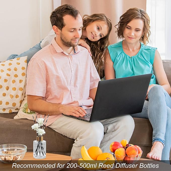 VFULIE 100PCS Reed Diffuser Sticks, 10 Inch Natural Rattan Wood Sticks Essential Oil Aroma Diffuser Sticks Refill Replacement for Aroma Fragrance (Spiral Black and White)