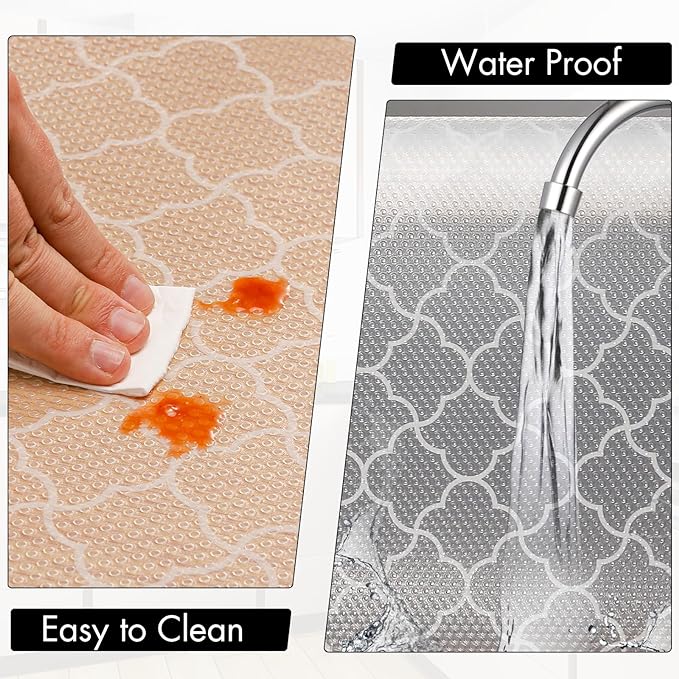 Cooyes Shelf Liner – Premium Non-Adhesive Cabinet & Drawer Liner for Kitchen – Waterproof Shelf Paper with Modern Pattern – Durable EVA Cabinet Mat – Easy to Cut