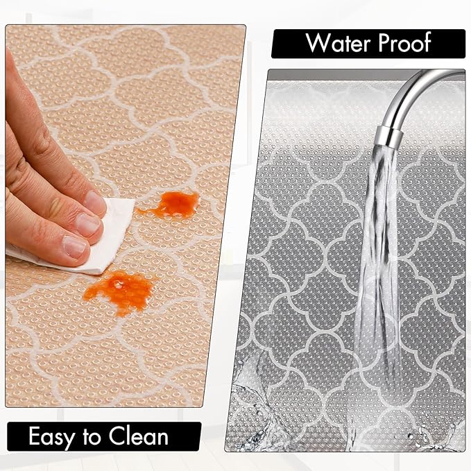 Cooyes Shelf Liner – Premium Non-Adhesive Cabinet & Drawer Liner for Kitchen – Waterproof Shelf Paper with Modern Pattern – Durable EVA Cabinet Mat – Easy to Cut
