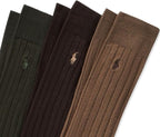 POLO RALPH LAUREN Mens Mercerized Cotton Ribbed Dress OTC Socks 3 Pair Pack Reinforced Cotton Comfort