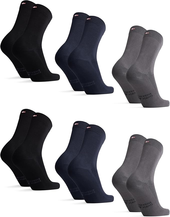 DANISH ENDURANCE Viscose Dress Socks, Premium, Soft, Breathable, Dress Socks for Men & Women, Unisex, 6-Pack