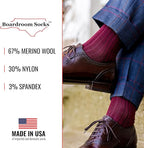 Merino Wool Mid-Calf Dress Socks for Men, Ribbed Dress Socks
