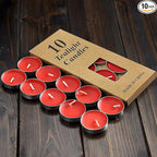 10 Pack Tea Candles Wedding Party and Home Decoration Votive Parties Tealight Small Wishing Bulk with 1.5-2 Hours Extended Burn Time Mini for Birthday Emergency Family (Red)