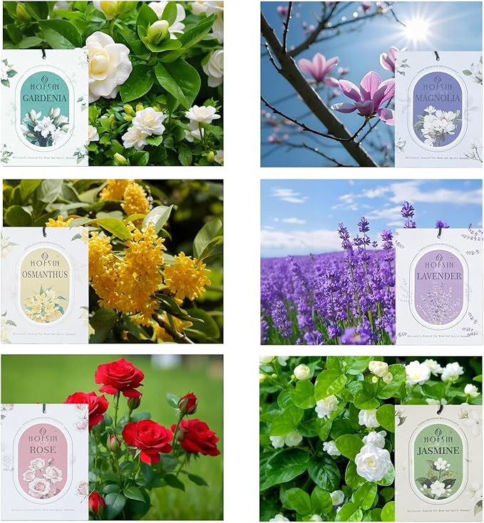 12 Packs Floral Scented Sachets for Drawer and Closet, Long-Lasting Air Freshener Sachets Bags Drawer deodorizers Fresh Scents, Home Fragrance for Lover(Floral 6 Scent)