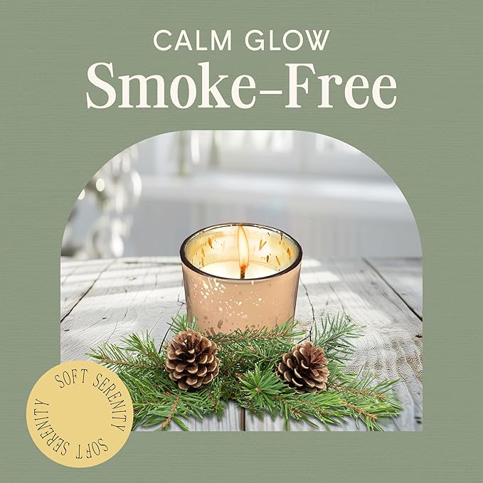 Mister Candle Pine Scented Holiday Votives Candles, Scented in Mini Artisan Rose Mercury Jars, Christmas Candles with Pine Mistletoe Essential Oils Hade Made in USA, 15 Hr Burn Time (Set of 12)