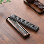 Incense Holder,Ceramic Incense Holder for Sticks with Ash Catcher,Coffin Style Incense Box,Incense Burner for Meditation Yoga Spa Room Decor(Brown)