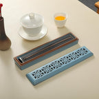 Incense Holder,Ceramic Incense Holder for Sticks with Ash Catcher,Coffin Style Incense Box,Incense Burner for Meditation Yoga Spa Room Decor(Blue)