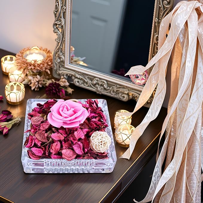 Potpourri Bowl Fillers - Rose Scented Vase Fillers Fragrance | Pink Home Decor | Fragrance for Bathroom Living Room Bedroom | Air Freshener, Gifts (Pink Rose)