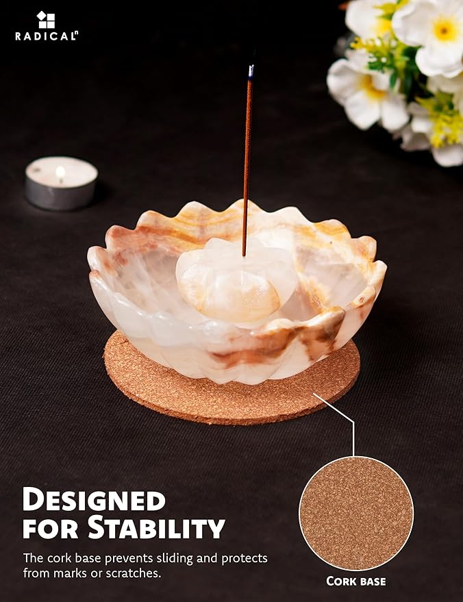 Radicaln Marble Incense Holder 5.5" Inches White Onyx Handmade Incense Ashtray with 9 Incense Holes - Modern Incenses Burner for Home Décor - Incenses-Sticks