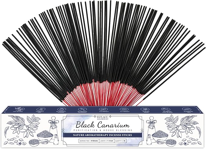 Upeace-Organic-Non-Toxic-Black-Canarium-Incense-Sticks (Bulk 86 Agarbatti Sticks) | 40 Minutes Long Lasting Burn for Positive Vibes, Meditation with Natural Scents, no Synthetic Essential Oils