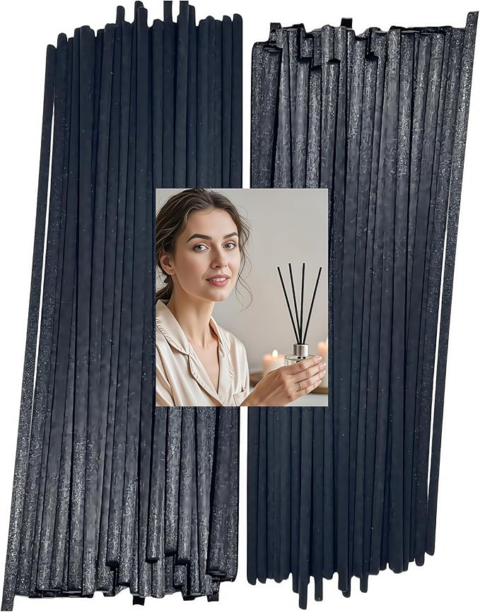 200 Black Reed Fiber Diffuser Sticks,Diameter 3.5mm, Length 190mm (7.48 inches), Suitable for Various Essential Oils and Perfume, Lasting, Stable and Diffusing Fragrance