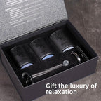 Luxury Black Scented Candles Gift Set for Men – 3x7oz Soy & Beeswax Crystal Candles with Wick Trimmer & Snuffer Lid, Aromatherapy Candles for Home Scented, Masculine Gift for Men & Women