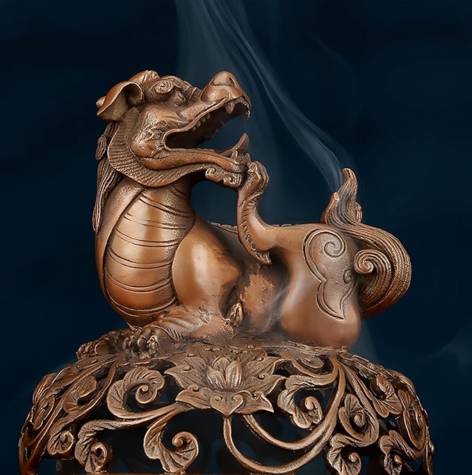 Top Brass Incense Burner & Holder Censer - Handmade for Home Decor, Meditation Decor, Spiritual Gifts, Zen Decor, Suitable for Incense Coil and Incense Cones,Chinese New Year Decoration (Extra Large)