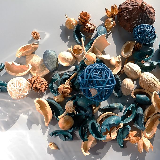 Qingbei Rina Summer Potpourri Bags, Ocean Breeze Scented Potpourri Bowl Filler,Beach Coastal Blue Vase Filler,Home Fragrance Sachet of Petal,Bathroom Easter Decor,9.9 Oz