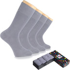 Hugh Ugoli Men's Bamboo Dress Socks for Business & Trouser, Thin & Seamless Crew Socks, 4 Pairs with Gift Box, Shoe Size 8-12