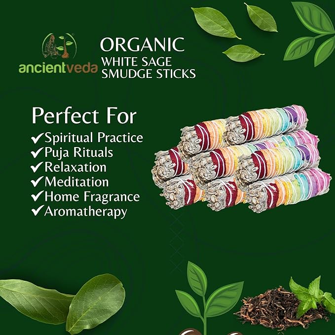 Rose Petals & Organic White Sage Smudge Sticks with Flowers for Cleansing Home, Meditation, Yoga, Healing and Smudging | Sustainably Sourced California White Sage Bundles (6 Pack - 4 Inch)