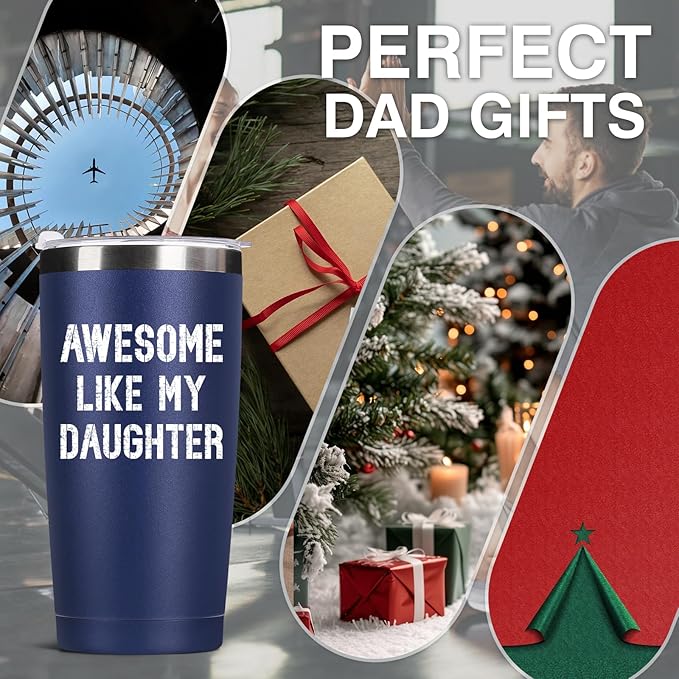 Father's Day Gift for Dad from Daughter - 20oz Coffee Mug - Best Bonus Dad Birthday Gifts for Father, Husband - Christmas Ideas Drinking Cup Tumbler, Navy Blue