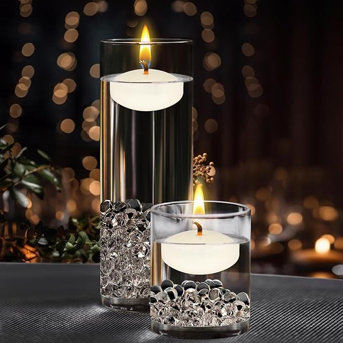 Mega Candles 12 pcs Unscented Ivory Floating Candles, Hand Poured Wax Candle 2 Inch Diameter, Home Décor, Wedding Receptions, Centerpieces, Occasions, Events, Festivities, Meditations, Spas