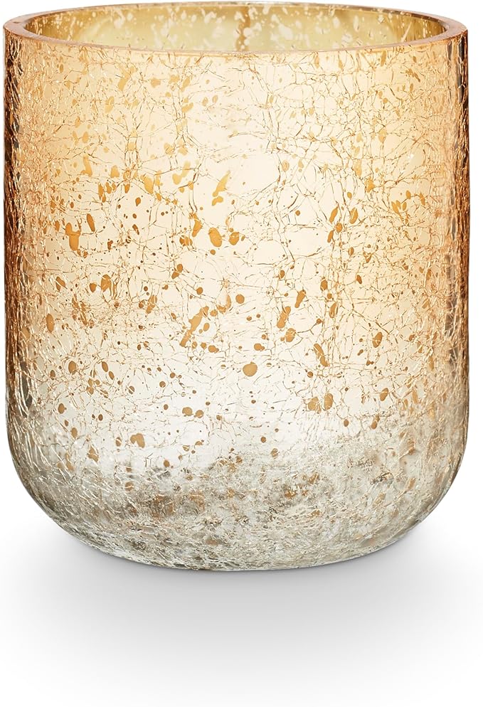 ILLUME Noble Holiday Winter White Small Crackle Glass Candle