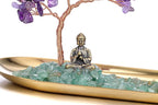 Jovivi Crystal Incense Holder for Sticks, Amethyst Healing Crystal Stone Money Tree Buddha Statue Set Incense Burner, Incense Trays for Wealth, Good Luck,Yoga Meditation Home Decor