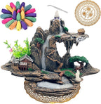 Mountain Waterfall Incense Burner，Backfall Incense Holder River, Incense Falls Meditation Decor for Room with Upgrade Incense Cones and Accessories (Mountain)