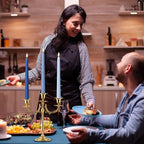 Viyffo 10 Inch Taper Candles Blue Set of 12 Unscented, Dripless, Smokeless Long Tall Tapered Candlesticks Wedding Home Decor Dinner Natural Color Series