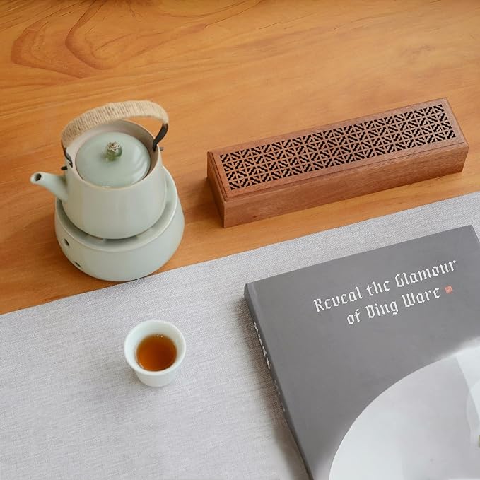 Incense Holder Burner,Coffin Incense Storage Box Holder for Sticks, Wooden Incense-Stick Holder & Ash Catcher for Meditation/Yoga Room/Bedroom/studyroom/Office (Incense Holder with Storage)