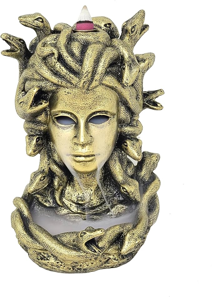 New Age Imports, Inc. - MEDUSA Backflow Incense & Cone Burner Waterfall Effect -Backflow Incense Burner: Elevate Your Space with Serenity in Motion-Mesmerizing Waterfall Smoke Effect (MEDUSA-BFL-44)