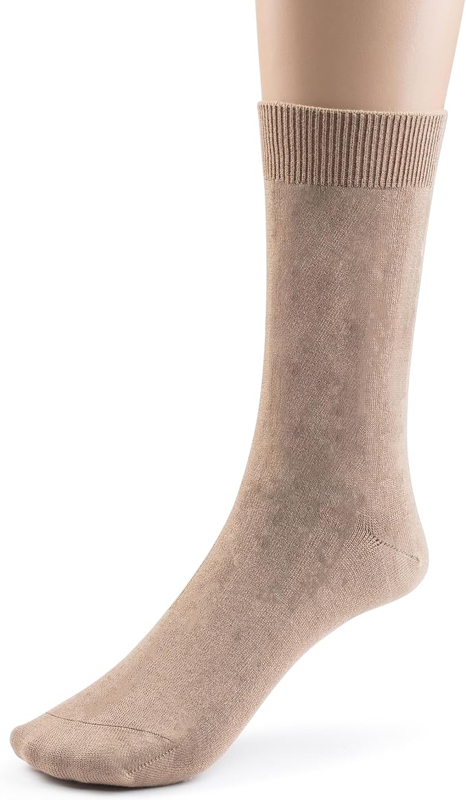 Modal Mens Crew Socks, Formal Mid-Length Dress Calf Socks 2 or 4 Pk