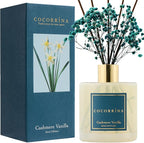 COCORRÍNA Reed Diffuser - Cashmere Vanilla 17 Fl.oz Reed Diffuser with 8 Sticks Scented Diffuser with Preserved Flowers for Bathroom Home Decor