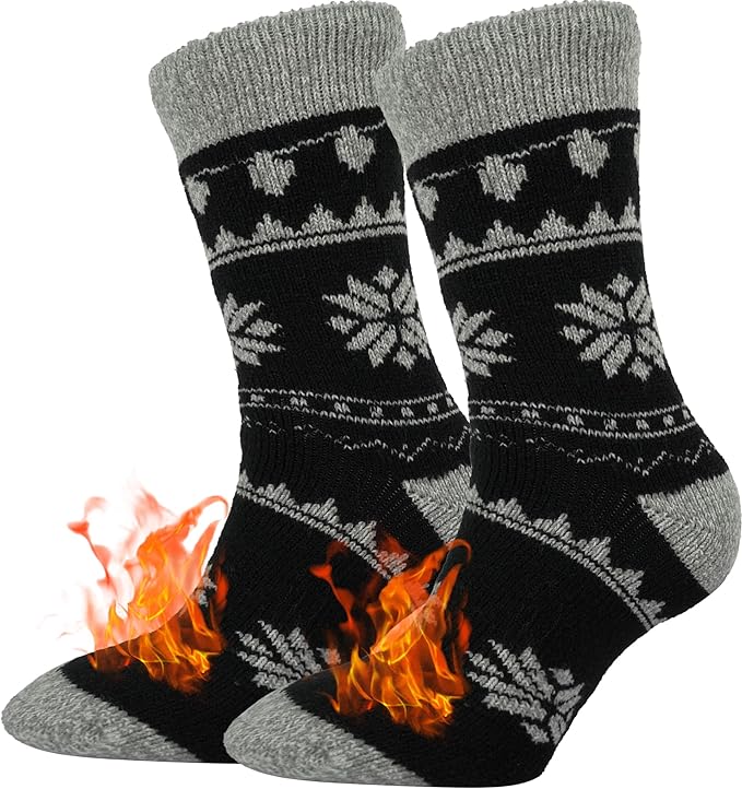BomKinta Thermal Socks Men - Winter Warm Socks for Cold Weather Crew Socks - Cozy Soft Thick Christmas Boot Socks Size 7-11
