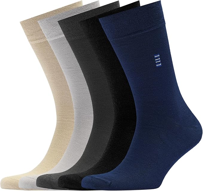 VRD Men’s Dress Socks, Bamboo 5-Pack Mens Socks, Mid Calf Length, Crew Socks Gift for Men Shoe Size 8-13