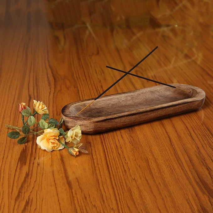 raajsee Wooden Brown Incense Holder -Incense Burner Holder –Ash Catcher - Incense Stick Holder - Meditation & Yoga - Great Gift for Any Occasion Size 11x4 inch