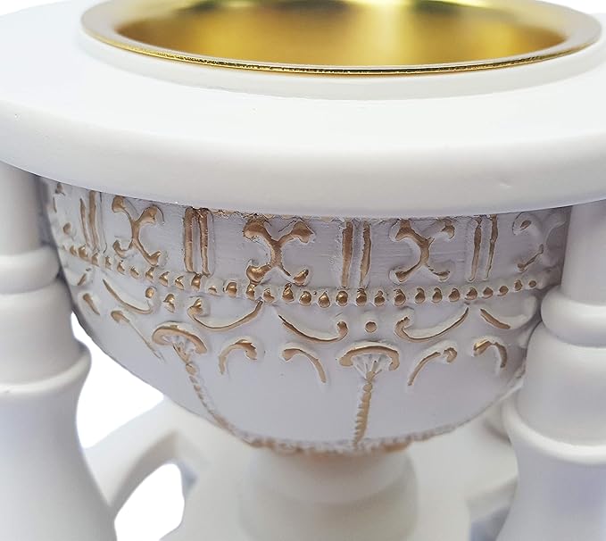 AM Charcoal Incense Burner - Bakhoor Burner, Oud Frankincense Resin Burner for Office & Home Decor - Lavish 4 Pillar (White)
