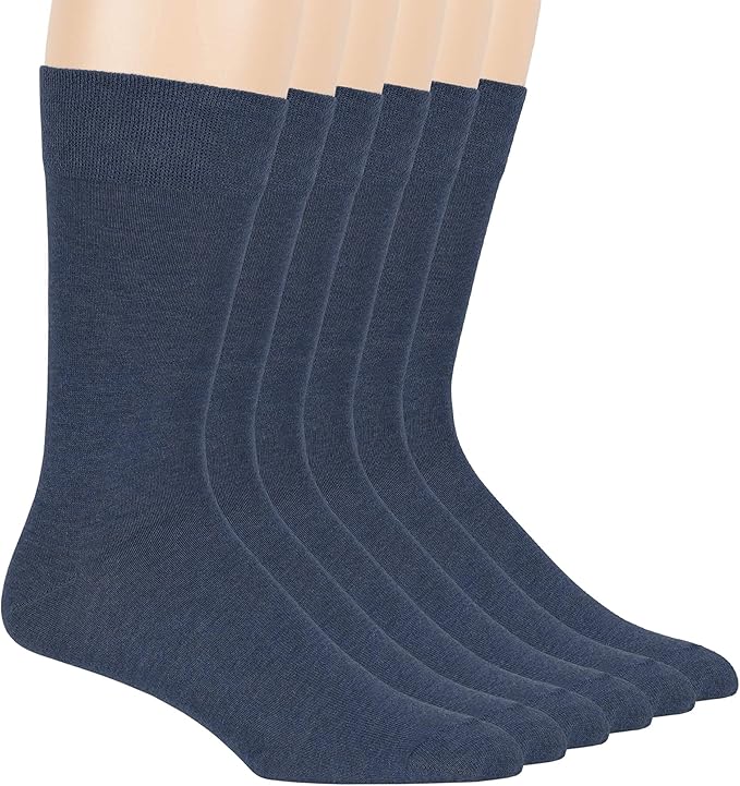 7BigStars Mens Dress Socks – 6 Pairs Crew, Soft Stay Up, Cotton Comfort for Business, Office, Big and Tall, Breathable