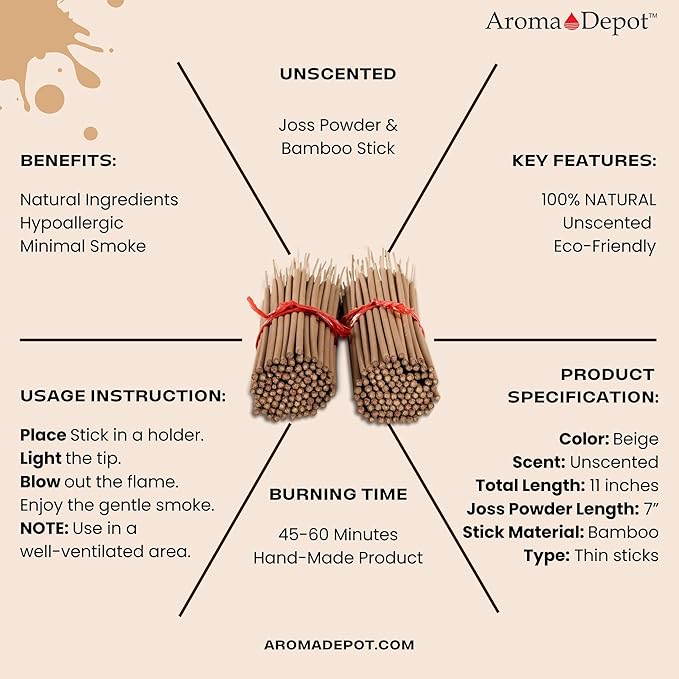 50 Bundles Unscented 5,000 Wood Pulp 11'' Incense Sticks Premium Natural Uncolored (Punk Sticks) 50 Pack. Add Any Aroma Depot Fragrance Oils to Make Your own Scented Sticks.