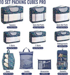 Veken 10 Set Packing Cubes for Travel Essential, Suitcase Organizer Bags in 4 Sizes, Carry-On Luggage Accessories with Large Laundry & Hanging Toiletry Bag, Must-Have for Airplane, Road Trip & Camping