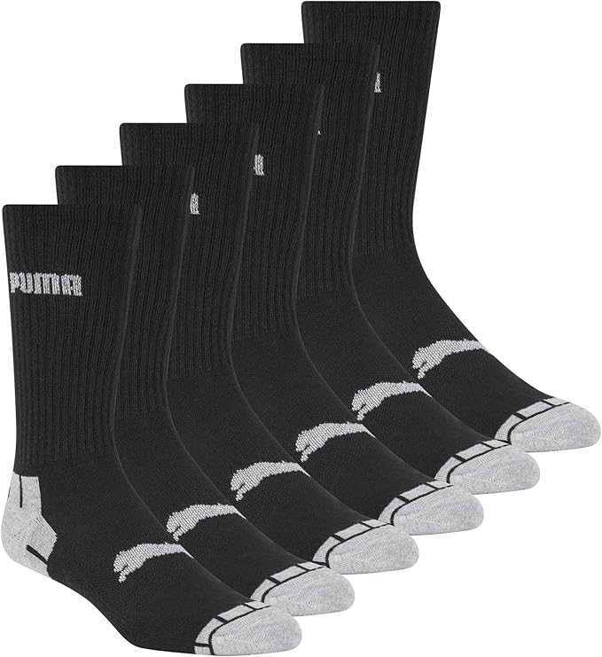PUMA mens 6 Pack Crew Socks