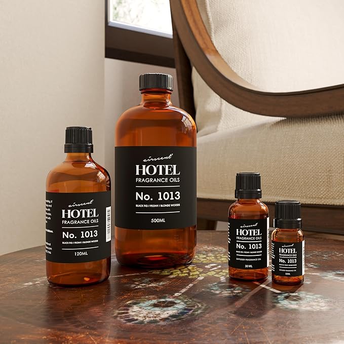 AirScent Hotel Diffuser Oil No. 1013 - Black Fig Peony Blonde Woods - Hotel Scent Dupe - Premium Fragrance Oil for Ultrasonic and Waterless Diffusers and Crafting - 30 mL, 1 fl oz Glass Bottle