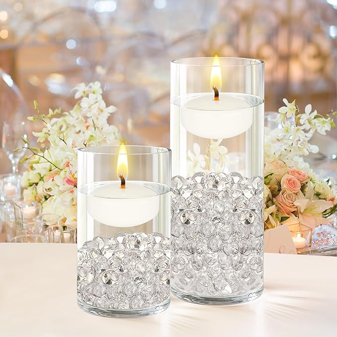 Mega Candles 4 pcs Unscented Off White Floating Candles, Hand Poured Wax Candle 2 Inch Diameter, Home Décor, Wedding Receptions, Centerpieces, Occasions, Events, Festivities, Meditations, Spas