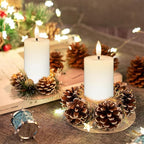 Mirror Surface Votive Candles Battery Operated with Remote Timer, 6pcs Real Wax LED Votive Candle Realistic Flickering for Wreaths Memorial Lantern Φ 2" H 4.5” White