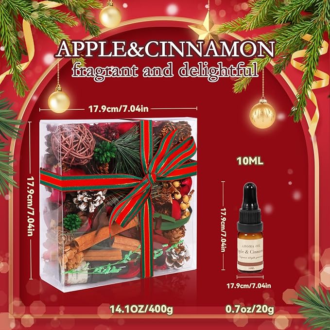 SCENTORINI Potpourri Bags, 14 oz Scented Potpourri with Fragrance Vial, Decorative Bowl Vase Filler for Christams Festival Decoration