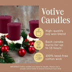 Mister Candle - Burgundy Handmade Scented Votive Candles, Holiday & Christmas Candle Collection with Essential Oils, 15 Hour Burn Time Each, Made in USA, Set of 9 (Holly Berry)