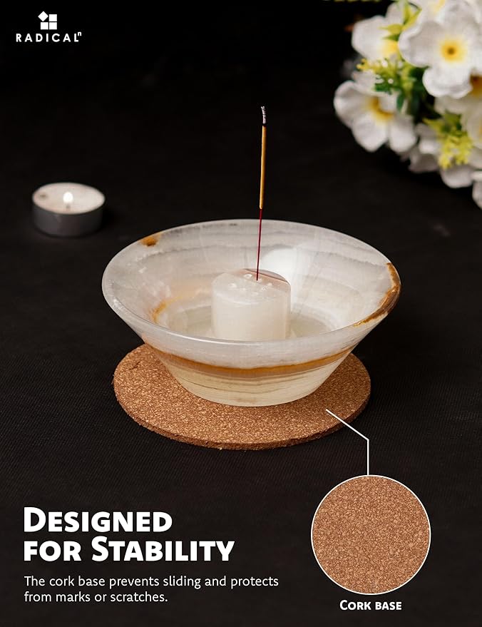 Radicaln Marble Incense Holder 5.5" Inches White Onyx Handmade Palo Santo Stick for Home Décor, Modern Incense Holder for Sticks, Citronella incenses Stick for Room & Office Aromatherapy