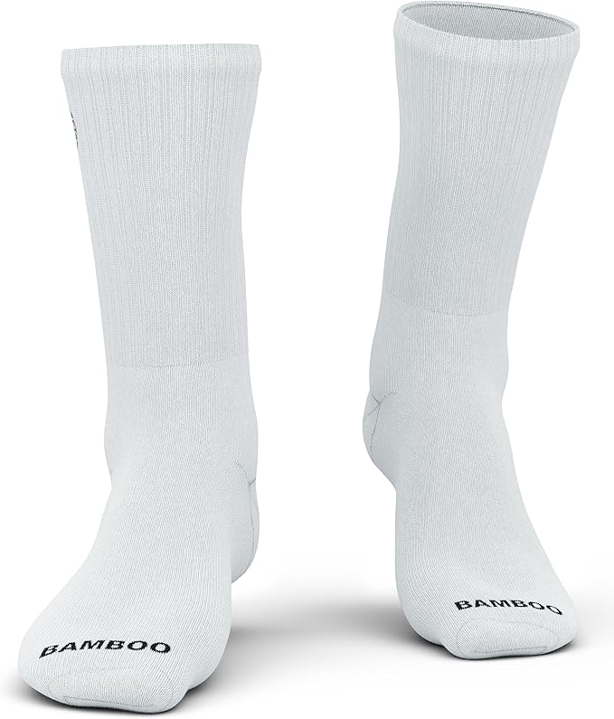 Bamboo Sports Premium Bamboo Crew Work Socks- Moisture Wicking, Odor Eliminating